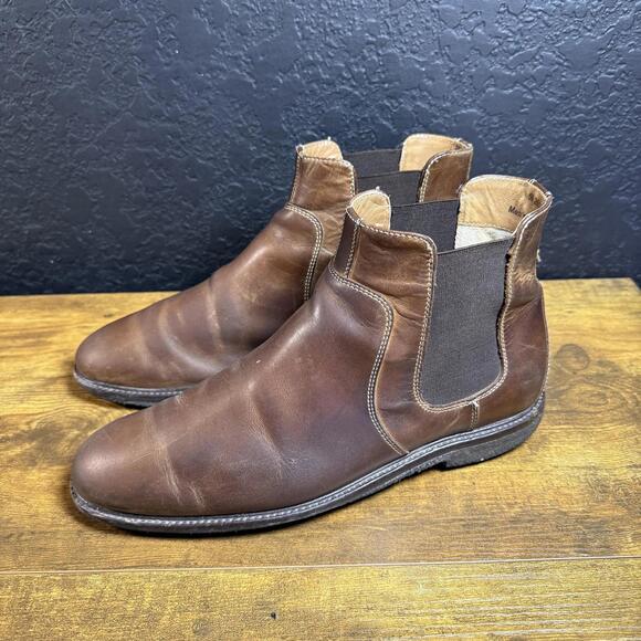 Johnston & Murphy Boots‎ Mens Size 9.5 Brown Leather Chelsea Ankle Dress Casual - Picture 3 of 7